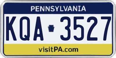 PA license plate KQA3527