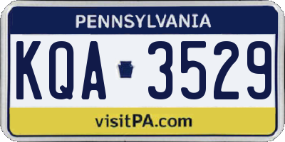 PA license plate KQA3529