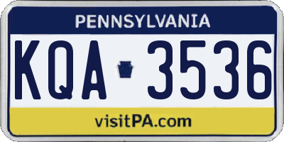 PA license plate KQA3536