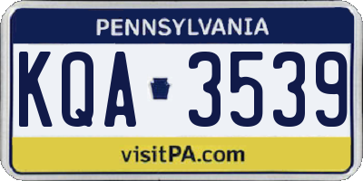 PA license plate KQA3539