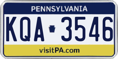 PA license plate KQA3546