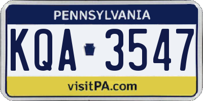 PA license plate KQA3547