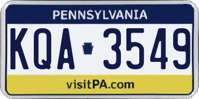 PA license plate KQA3549