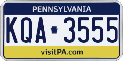 PA license plate KQA3555