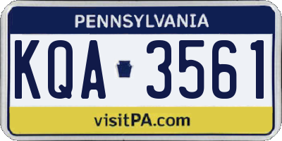 PA license plate KQA3561