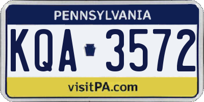 PA license plate KQA3572