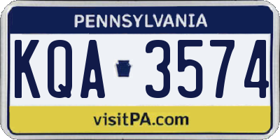 PA license plate KQA3574