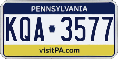 PA license plate KQA3577