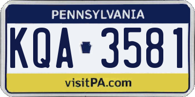 PA license plate KQA3581