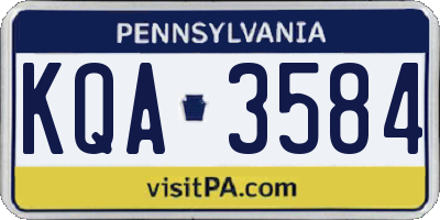 PA license plate KQA3584