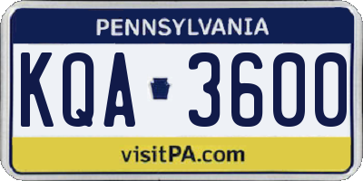 PA license plate KQA3600