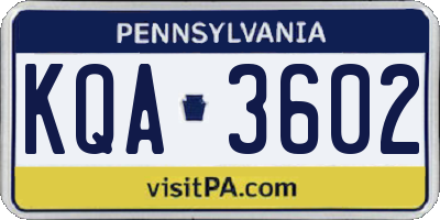 PA license plate KQA3602