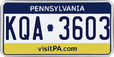 PA license plate KQA3603