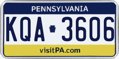 PA license plate KQA3606