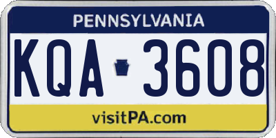PA license plate KQA3608