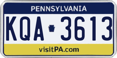 PA license plate KQA3613