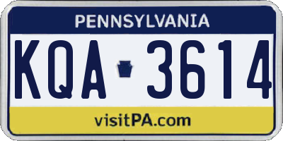 PA license plate KQA3614