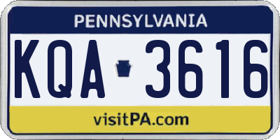 PA license plate KQA3616