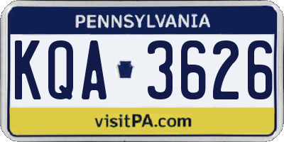 PA license plate KQA3626
