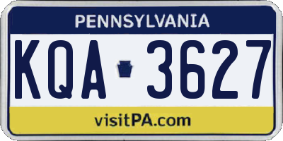 PA license plate KQA3627