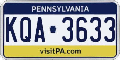 PA license plate KQA3633