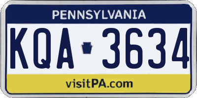 PA license plate KQA3634