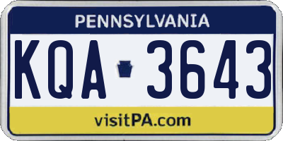 PA license plate KQA3643