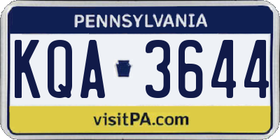 PA license plate KQA3644