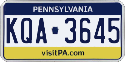 PA license plate KQA3645