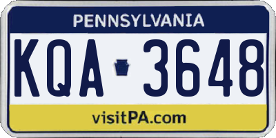 PA license plate KQA3648
