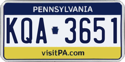 PA license plate KQA3651