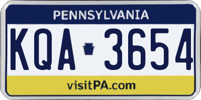 PA license plate KQA3654