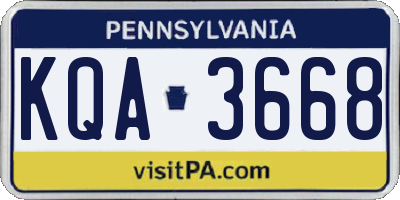 PA license plate KQA3668
