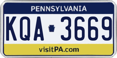 PA license plate KQA3669