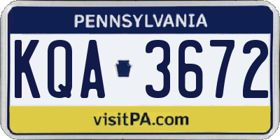 PA license plate KQA3672