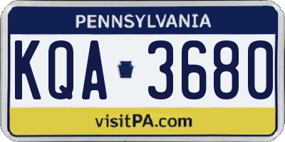 PA license plate KQA3680