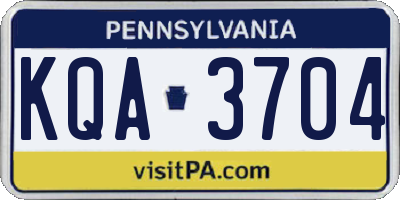 PA license plate KQA3704