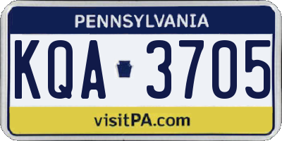 PA license plate KQA3705