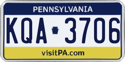 PA license plate KQA3706