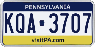 PA license plate KQA3707
