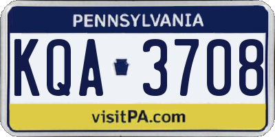 PA license plate KQA3708