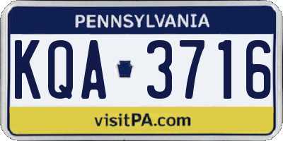 PA license plate KQA3716