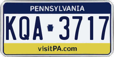 PA license plate KQA3717