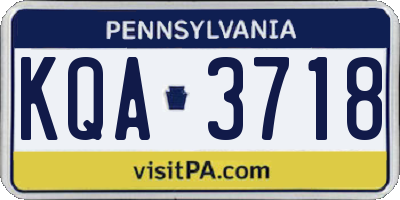 PA license plate KQA3718