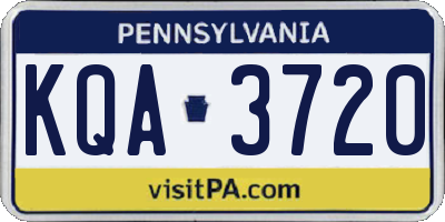 PA license plate KQA3720