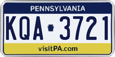 PA license plate KQA3721