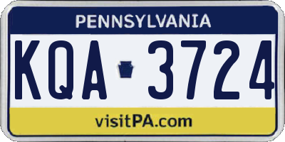 PA license plate KQA3724