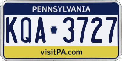PA license plate KQA3727