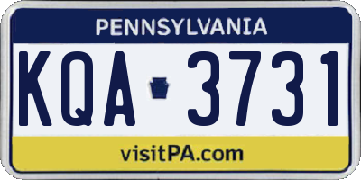 PA license plate KQA3731