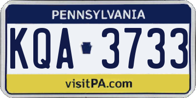 PA license plate KQA3733
